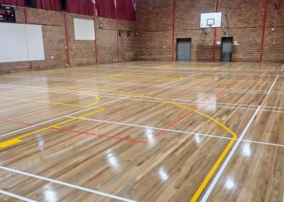 Solid timber basketball court flooring at Dulwich Hill School gymnasium