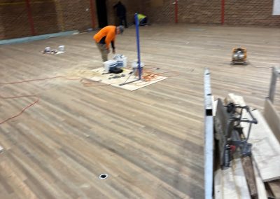 Solid timber gymnasium floor installation in progress at Dulwich Hill School